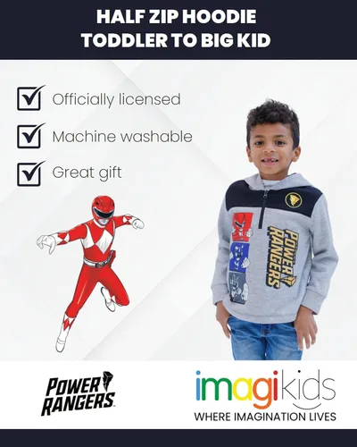 Miniatura 3 de Power Rangers - Sudadera de forro polar con media cremallera para niños de pequeño a grande