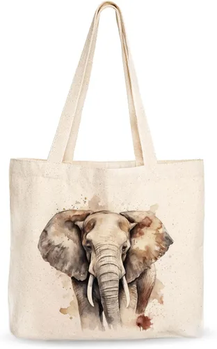 Miniatura 8 de Bolsa de lona, diseño animal, refuerzo resistente, 100% algodón natural, para compras, comestibles, computadora portátil., XL, Bolso grande de lona