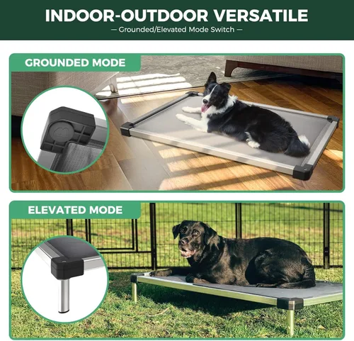 Miniatura 4 de FXW TitanNest Cama Elevada para Perros a Prueba de Masticación, Catre Elevado para Uso en Interiores/Exteriores/Camping, Cama Acolchada para Gris