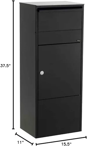 Miniatura 2 de ALX -800-BK Allux - Caja de paquetes de acero galvanizado con bloqueo, color negro, 11 pulgadas de profundidad x 15.5 pulgadas de ancho x 37.5