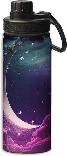 Miniatura 25 de OOZ Calavera y flores patrón 18 oz deportes aislados botellas de agua de acero inoxidable para correr, senderismo, ciclismo, escalada, negro Negro 8