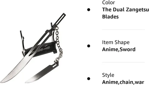 Miniatura 10 de FunBoat Ichigo Bankai - Llavero de espada - La verdadera Tensa Zangetsu y doble hoja de zangetsu de anime, regalo para niños, adolescentes, mujeres
