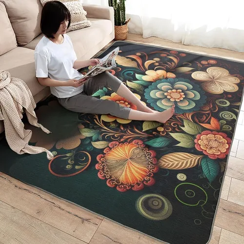 Miniatura 4 de Alfombras de flores para entrada, dormitorio, sala de estar, alfombras de área de plantas florales de 2 x 3 pies, lavables, antideslizantes, suaves