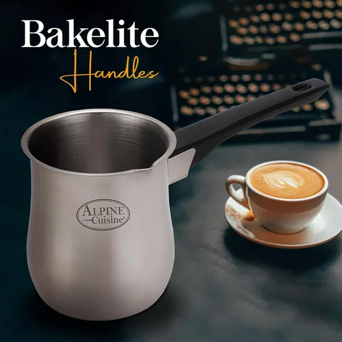 Miniatura 3 de Alpine Cuisine Calentador de café turco de 30 onzas, calentador de mantequilla, mini calentador de café griego de acero inoxidable, olla de leche