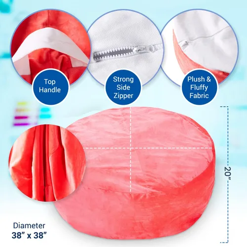 Miniatura 6 de Cheer Collection Bolsa de almacenamiento de gran tamaño, organizador de almacenamiento de juguetes de felpa para niños y silla puff con asa, bolsa