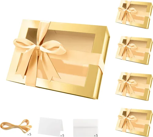 Miniatura 26 de PACKQUEEN 5 cajas de regalo negras grandes con ventanas, 13.5 x 9 x 4.1 pulgadas, cajas de regalo con ventanas transparentes para regalos que