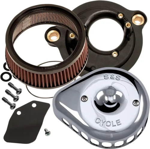 Miniatura 2 de S&S Cycle Kit de limpiador de aire cromado mini lágrima compatible con Harley Davidson FLHR Road King 2008-2010