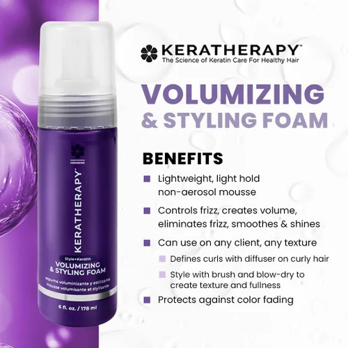 Miniatura 2 de KERATHERAPY Espuma nutritiva voluminizadora con infusión de queratina, 6 onzas líquidas, 6.0 fl oz, espuma para peinar el cabello con aceite