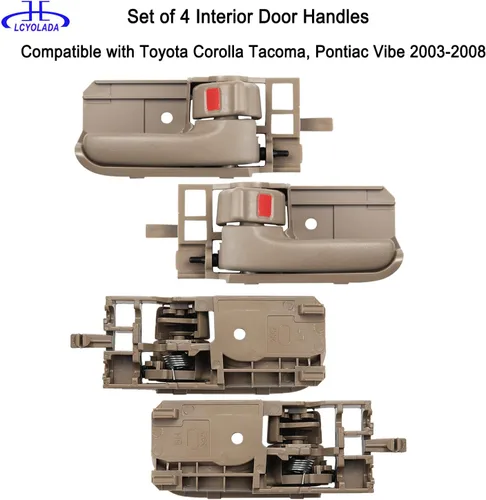 Miniatura 2 de Juego de 4 manijas interiores para puertas compatibles con Toyota Corolla 2003-2008, Toyota Tacoma 2005-2015, Pontiac Vibe 2003-2008, delantera