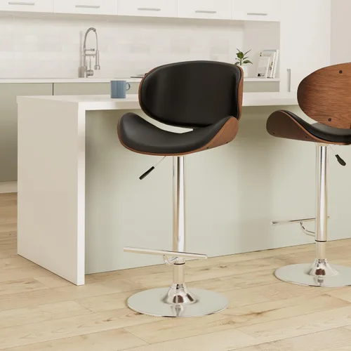 Miniatura 2 de SIMPLIHOME Marana - Taburete de bar giratorio ajustable, altura del asiento de 37 a 45 pulgadas, taburete tapizado en piel sintética vegana negra