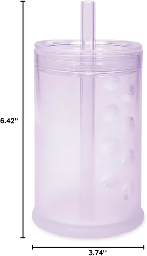 Miniatura 9 de Olababy Clear View - Taza de entrenamiento de silicona con tapa con pajilla, entrenador para sorber para niños de 12 meses en adelante, vasos Lila