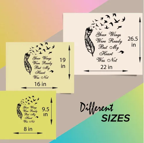 Vinilo decorativo para pared, diseño único con texto en inglés «Your Wings were Ready But My Heart was Not Quote Feathe Flying Birds Room» removible
