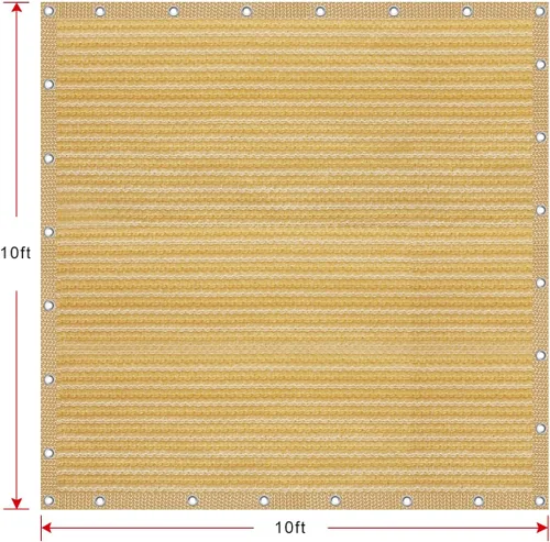 Miniatura 2 de Shatex - Tela de sombra del 90% con ojales para toldo solar, tela con borde reforzado de 10x10 pies con malla de bloqueo solar para cubierta de Trigo
