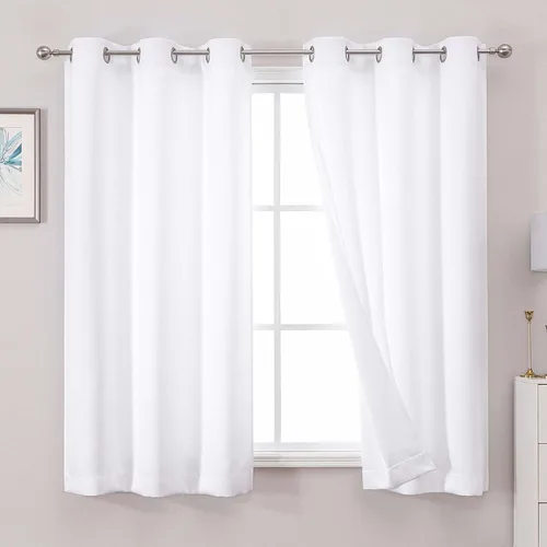 Miniatura 30 de OWENIE Cortinas 100% opacas de 96 pulgadas de largo, 2 paneles para dormitorio, sala de estar, cortinas superiores con aislamiento térmico