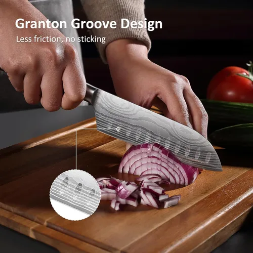 Miniatura 6 de PAUDIN - Cuchillo Santoku, cuchillo de chef de 5 pulgadas, cuchillo de cocina ultra afilado, cuchillo de chef japonés con funda, acero inoxidable