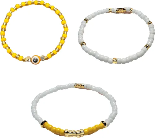 Miniatura 5 de Juego de 3 pulseras de cuerda elástica de santería de ojo malvado hechas a mano Obatala Oshun Yemaya Orula Elegua Oya Ogun Ochosi Shango Babalu Aye