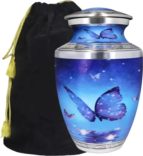 M MEILINXU Urna para cenizas para adultos, hombre y mujer, urnas de cremación para cenizas humanas, hombre y mujer adultos, entierro, mariposas,