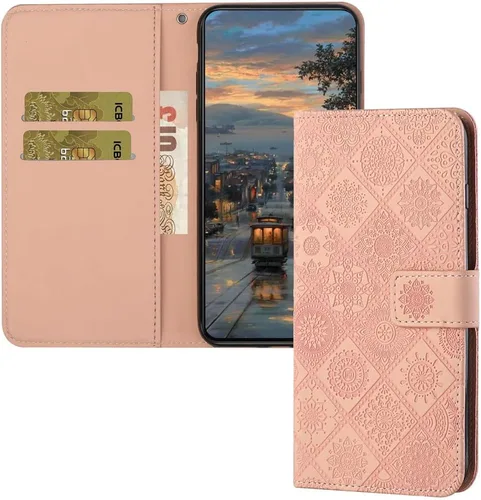 Miniatura 11 de Funda compatible con iPhone 12 Mini con tarjetero de cuero con tapa abatible, estampado retro con función atril, funda protectora magnética