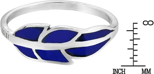 Miniatura 4 de AeraVida Anillo de plata de ley 925 con incrustaciones de lapislázuli azul de imitación de plumas flotantes