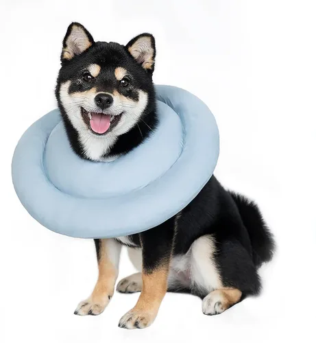 Miniatura 12 de Cómodo y ajustable cono de perro suave alternativo después de la cirugía – Collar isabelino de dona para gatos, perros medianos y perros pequeños