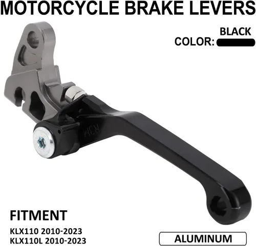 Miniatura 8 de JFG RACING Palanca de freno de motocicleta Palancas plegables CNC para KLX 110 KLX110 KLX110L 2010-2023 Negro