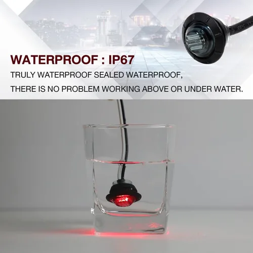 Miniatura 6 de TMH Paquete de 100 luces LED rojas de 3/4 pulgadas con lente ahumada de 3/4 pulgadas, luces de marcador LED laterales para remolque, camión, Lente