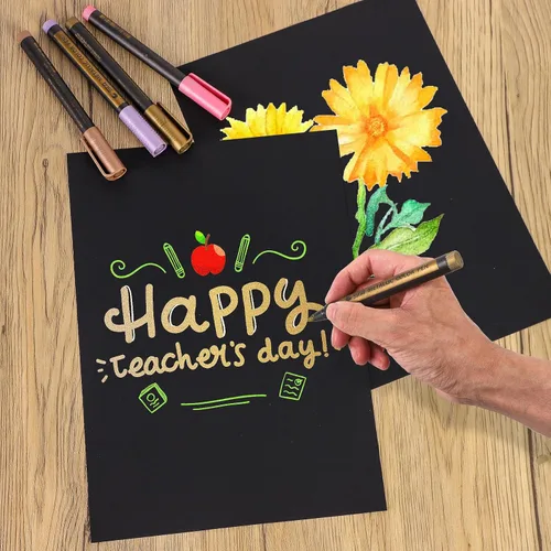 Miniatura 5 de FEITAKE Cuaderno de bocetos de papel negro, 120 páginas (60 hojas) en tamaños A4/150 GSM (90 libras) cuaderno de dibujo artístico pesado