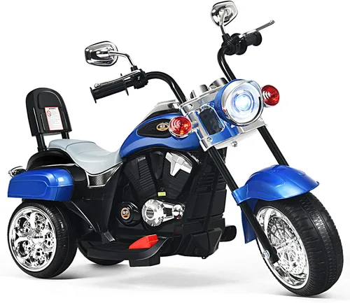 HONEY JOY Motocicleta para niños, mini moto eléctrica de 3 ruedas con batería de 6 V, juguete de paseo con claxon y faro, pedal de pie, para niños