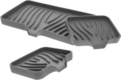 Jabonera de silicona y soporte de esponja para fregadero de cocina y ducha, bandeja de jabón autodrenante para una fácil limpieza y organización,
