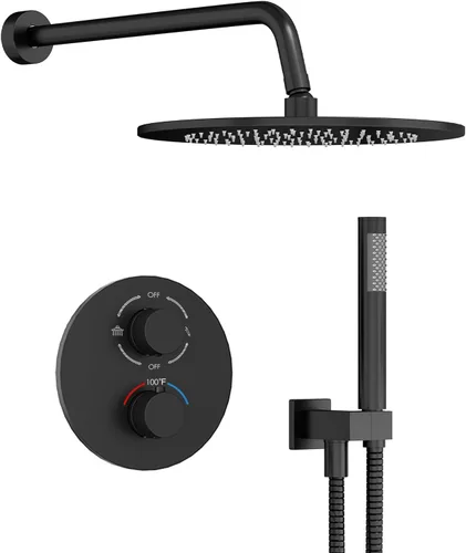 Miniatura 10 de Gabrylly Brushed Gold Shower System with Rough-in Valve, 10 Inch Wall Mounted High Pressure Rainfall Shower Head with Handheld Combo, Luxury All