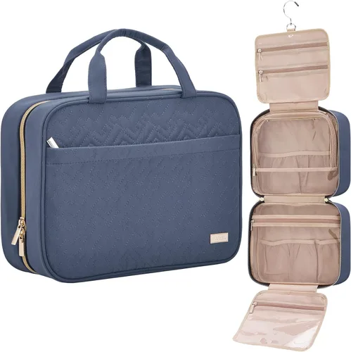 NISHEL Neceser de viaje para mujer, organizador colgante y portátil para champú de tamaño completo, acondicionador, juego de cepillos y accesorios