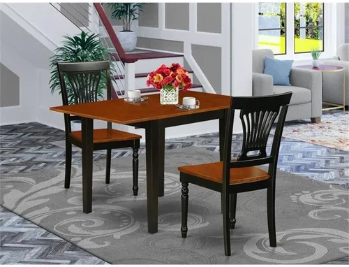 Miniatura 2 de East West Furniture NDPL3-BCH-W - Juego de mesa de comedor moderno de 3 piezas que contiene una mesa rectangular de madera con gotas y 2 sillas