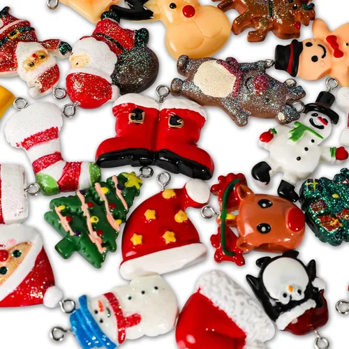 Miniatura 3 de Garma Juego de 36 mini adornos de Navidad de resina para árbol de Navidad, viene con una cadena pequeña de adorno colgante de Navidad