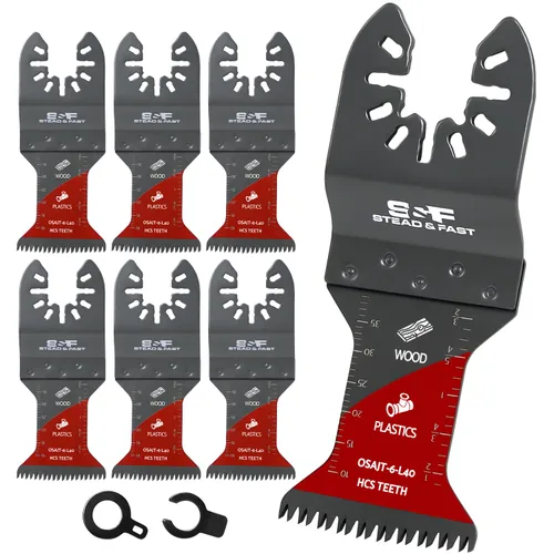 Miniatura 9 de S&F STEAD & FAST 6 cuchillas oscilantes extralargas para madera, dientes japoneses, bordes curvos, hojas de sierra oscilantes para madera, plástico