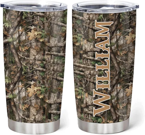 Miniatura 14 de Hyturtle Regalos de Caza Personalizados Para Hombres - Vaso Térmico de Caza de Ciervos con Camuflaje de 20 Oz para Café de Viaje de Acero Inoxidable
