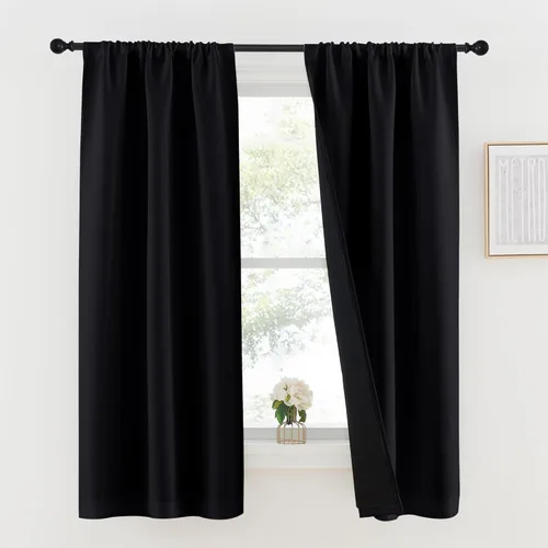 Miniatura 21 de NICETOWN Cortinas blancas 100% opacas, 2 capas gruesas completamente opacas con bolsillo para barra, cortinas aislantes térmicas para Blanco puro