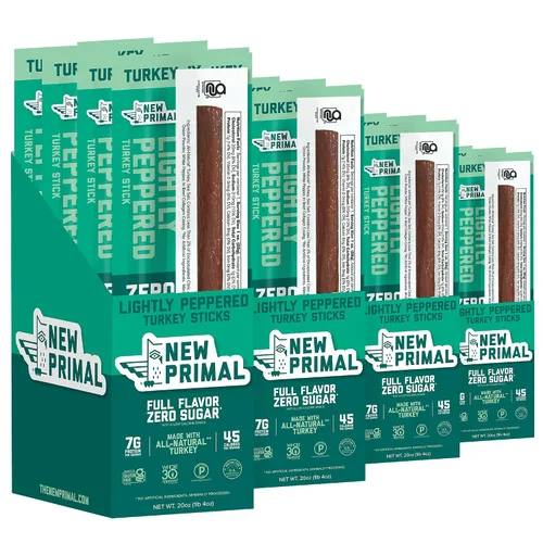 Miniatura 9 de New Primal Palitos de Pavo Ligeramente Condimentados con Pimienta, Bocadillos Saludables Keto y Sin Gluten para Adultos, Sin Azúcar Bajos