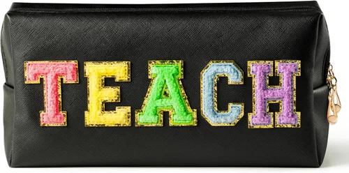 Miniatura 8 de CY2SIDE Bolsa de maquillaje con parche de letras coloridas, Negro, Enfermera-withe
