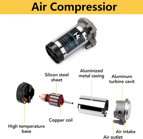 Miniatura 6 de HK Bocina de aire de 12 V y 150 db, 18 pulgadas de zinc cromado, bocina de aire con compresor, potente y fuerte, 150 db para camión, barco, SUV