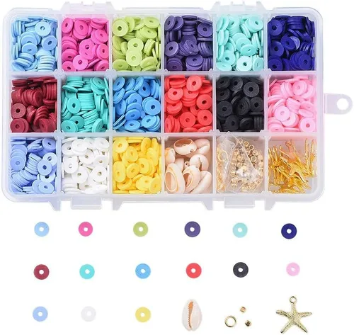 Miniatura 8 de 1520 ~ 1600 unids/caja de 10 colores mezclados planos redondos poliméricos arcilla espaciador perlas 0.315 in Heishi hecho a mano suelta disco
