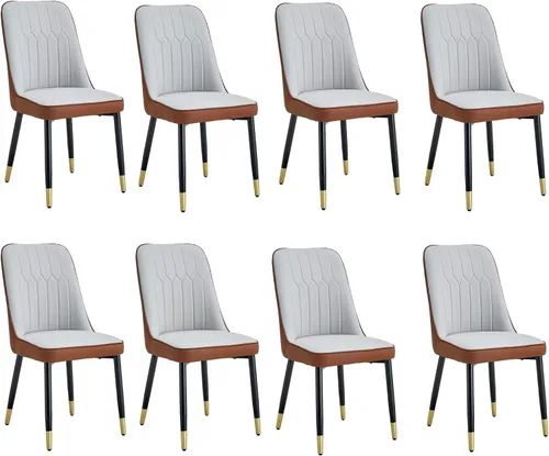 Miniatura 24 de Juego de 4 sillas de comedor modernas, juego de sillas de cocina de piel sintética, asiento tapizado acolchado grueso, sillas laterales negras sin