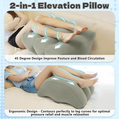 Miniatura 6 de Inmoredo Almohada inflable de elevación de piernas después de la cirugía, almohadas elevadoras de piernas de cuña para recuperación de lesiones