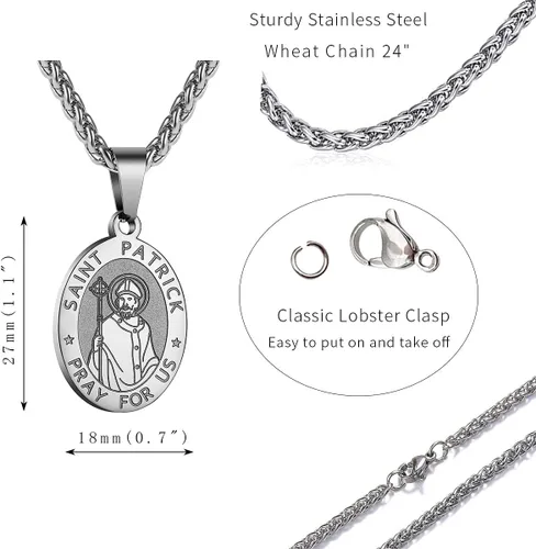 Miniatura 154 de P. BLAKE Collar ovalado de San Cristóbal, Miguel, José, Jude/Virgen María/José/Francisco/Patrick/Anthony/Benedict/Thomas para hombres y mujeres