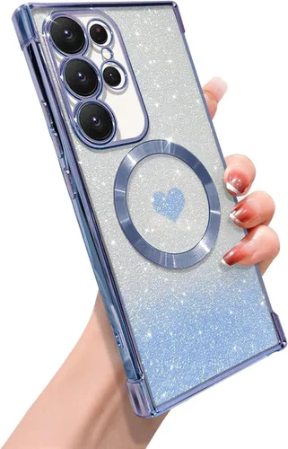 Miniatura 33 de ZONRW Funda magnética para Samsung Galaxy S22 Plus, para mujeres y niñas, chapado de lujo suave, con purpurina degradada, lindo corazón, compatible