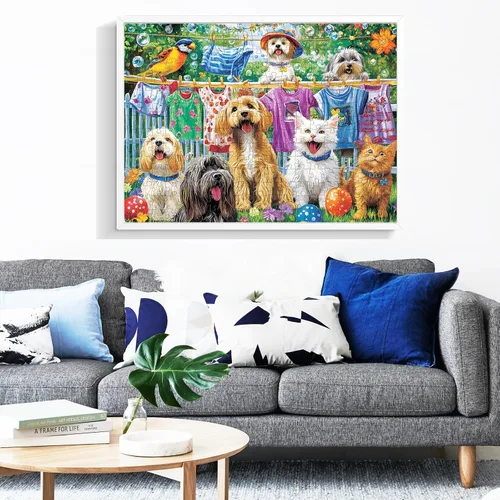 Miniatura 6 de Rompecabezas de 300 piezas para adultos, lindo rompecabezas de perro para adultos, niños y ancianos, rompecabezas de animales divertidos de piezas
