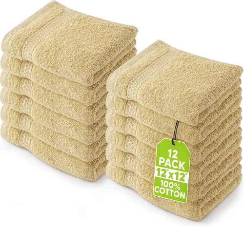 Miniatura 15 de Utopia Towels Juego de 12 toallas pequeñas (12 x 12 pulgadas), 100% algodón hilado en anillo, altamente absorbentes y suaves al tacto, esenciales