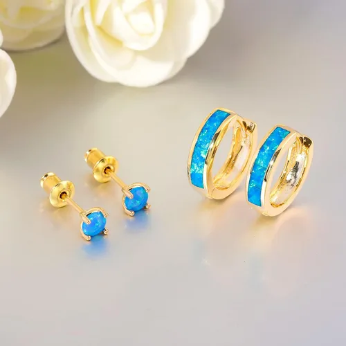 Miniatura 161 de CiNily Aretes Huggie de ópalo con bisagras, chapados en oro, hipoalergénicos, pequeños aretes de aro para mujeres, adolescentes, niñas, hombres