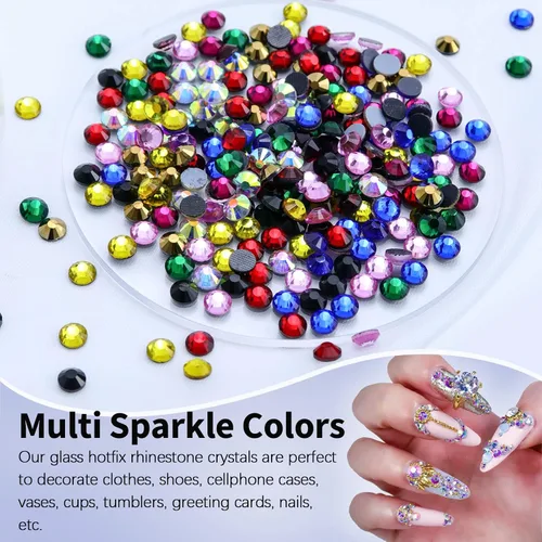 Miniatura 5 de 6400 diamantes de imitación termoadhesivos de cristal, diamantes de imitación de topacio con parte trasera plana para manualidades, ropa, piedras