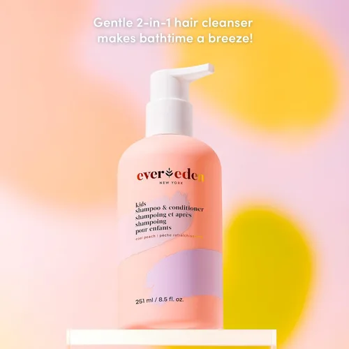 Miniatura 3 de Evereden Mini Kids Shampoo and Conditioner 2 en 1: Melocotón fresco, 1.7 fl oz. Vegano y cuidado suave para niños Champú y acondicionador