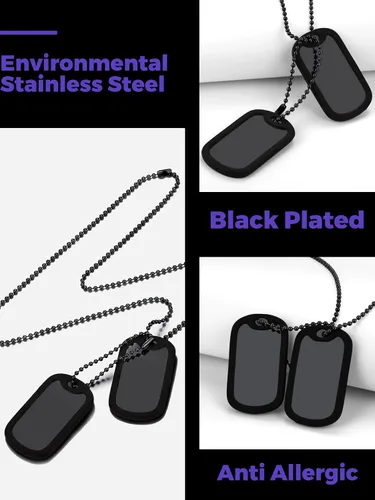 Miniatura 7 de Richsteel - Placa de identificación estilo Hip Hop militar para collar, fibra de carbón, colgante de bibliabala, para mujeres y hombres joya